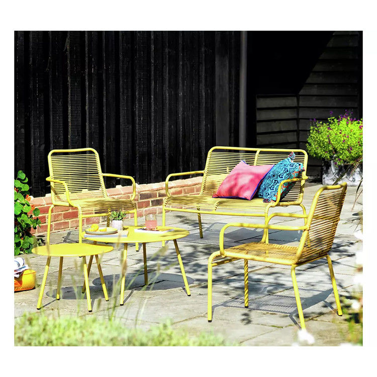Villa AJUNION 4 Seater Metal Garden Furniture Balcony Patio Set Bistro Set Steel Garden Set