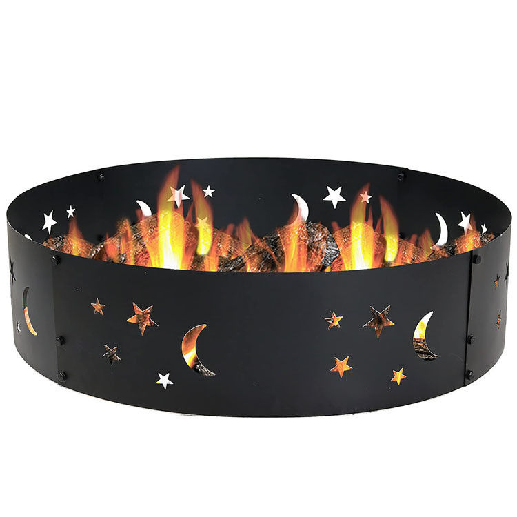 Outdoor Patio Black Bonfire Camping 360 Degree Round Heavy Duty Portable Wood Burning Firepit with Poker