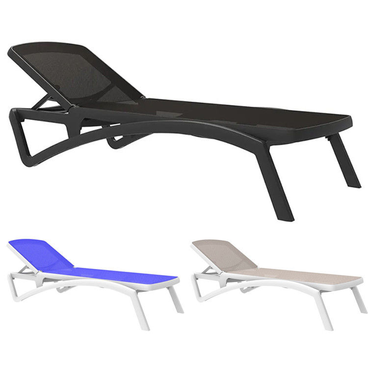 Outdoor Garden Plastic Teslin Stackable Chaise Sun Lounger Chair for Hotel Beach Patio