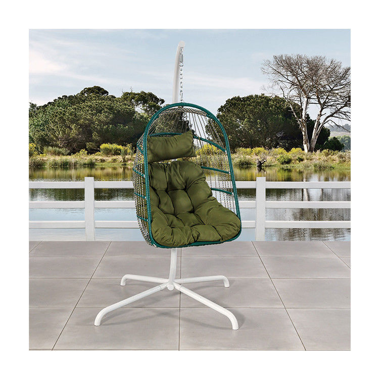 Outdoor Furniture Patio Swing Hanging Egg Chair with Steel Frame and Rope Weave Design
