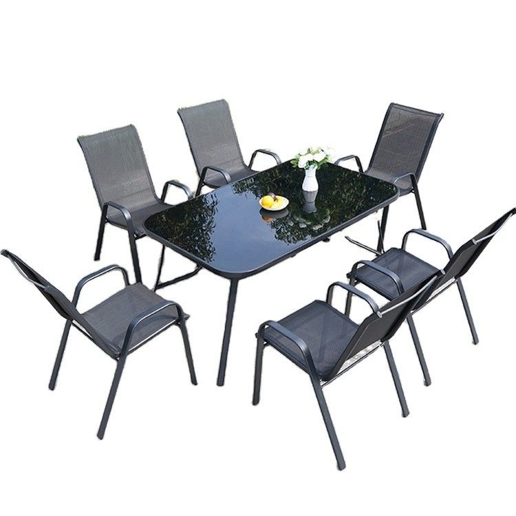 Nordic Metal Glass Top Table and Chair for Outdoor Patio Garden Balcony Cafe Restaurant