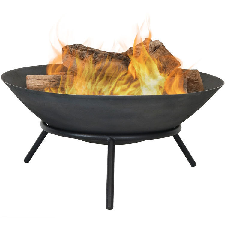Stocked Round Firepit for Wood Burning in Backyard Garden and Outdoor Gatherings