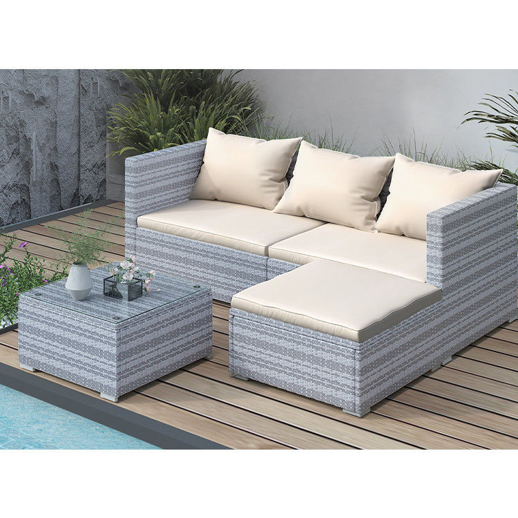 AJUNION Wicker Rattan Garden Sofa Outdoor Lounge Set 4 Piece with Y Mail Packing