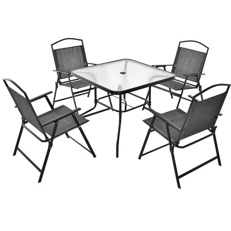 Mail Packing Square Dining Table and Teslin Chair Set for Outdoor Garden Cafe Restaurant