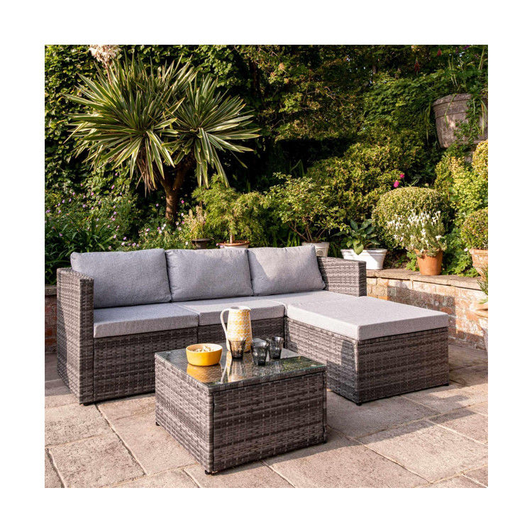 Leisure Outdoor AJUNION 4 Seat Wicker Rattan Garden Furniture Sofa Corner Lounge Set