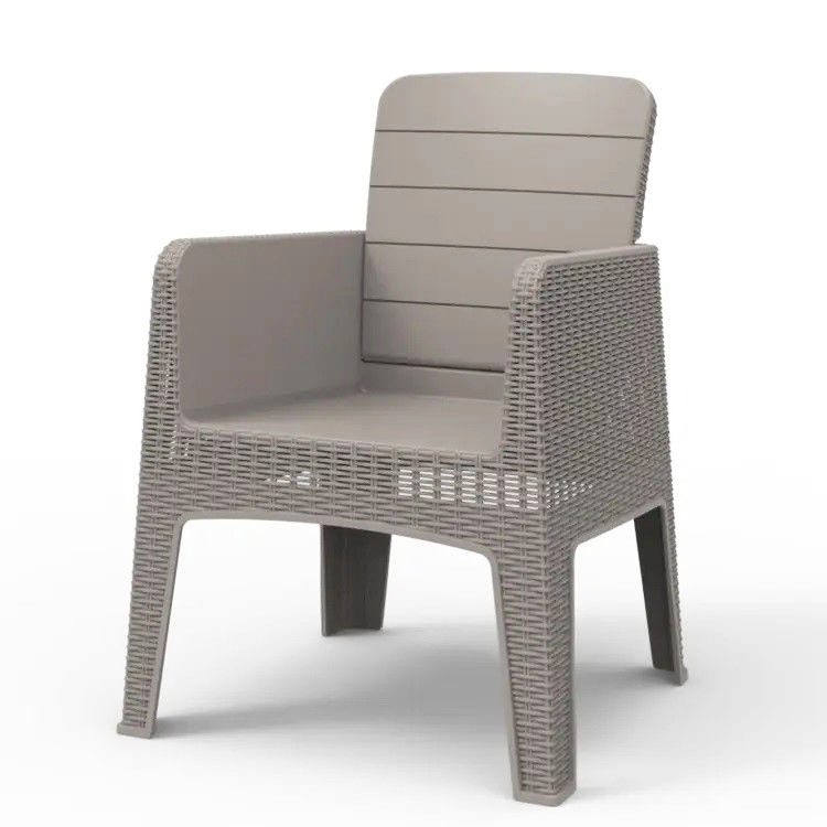 Plastic Cane Stackable Arm Chair for Outdoor Restaurant Cafe in Villa Patio Garden