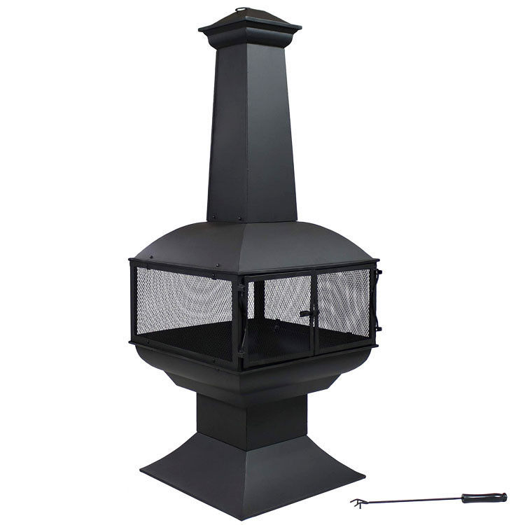 Outdoor Patio Backyard Garden Camping Heavy Duty Steel Wood Burning Firepit with Poker