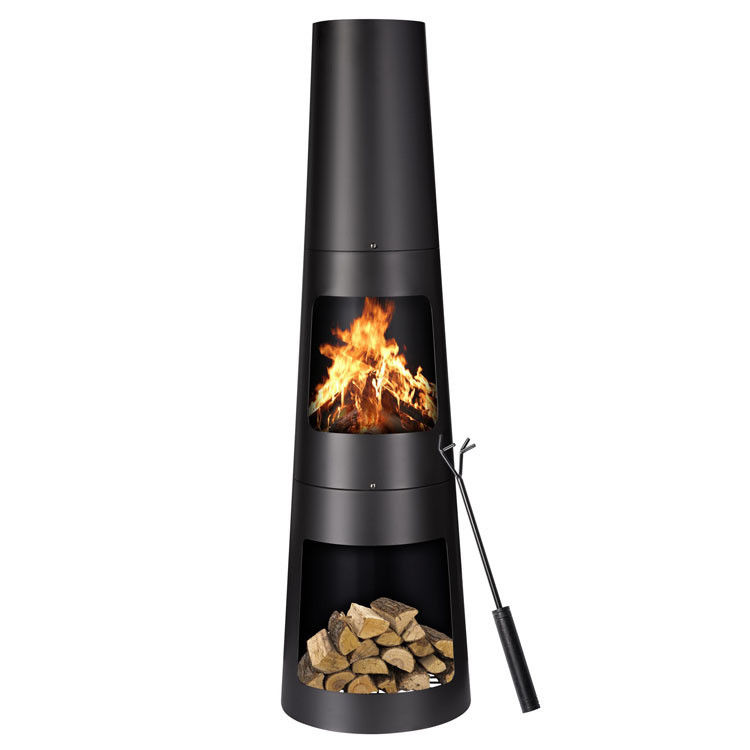 Outdoor Patio Garden Camping Fire Pit with Poker Cast Iron Charcoal Fireplace Chimenea