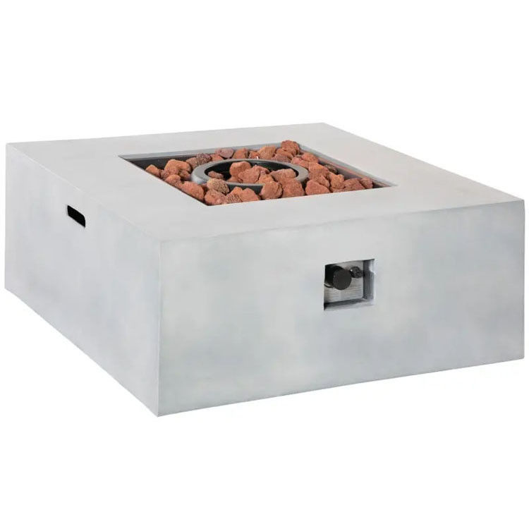 Grey Stone Propane Gas Stove Fire Pit Table for Outdoor Indoor Backyard Patio Garden