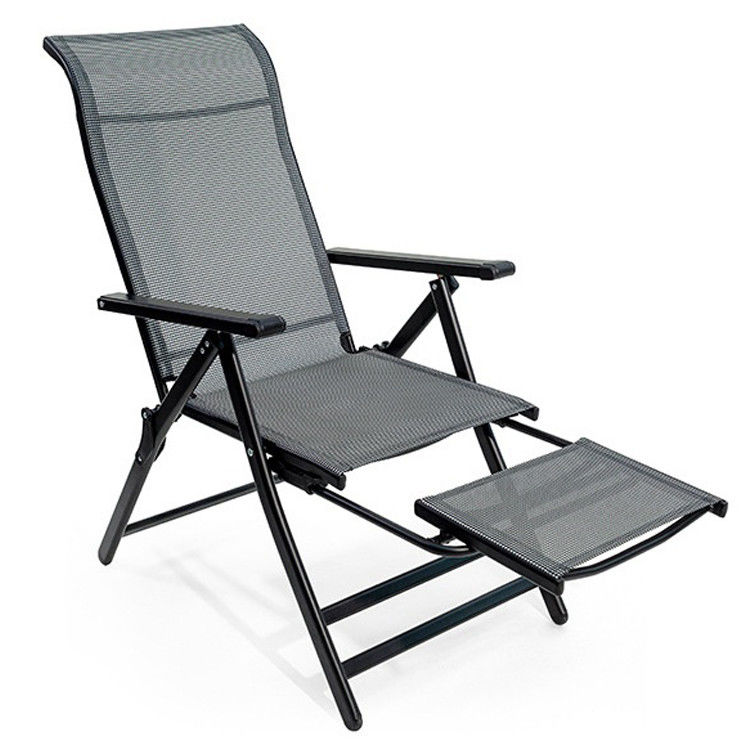 Outdoor Indoor Foot Pedal Mesh Fabric Pvc Chair Folding Sleeping Lounge Chair for Beach