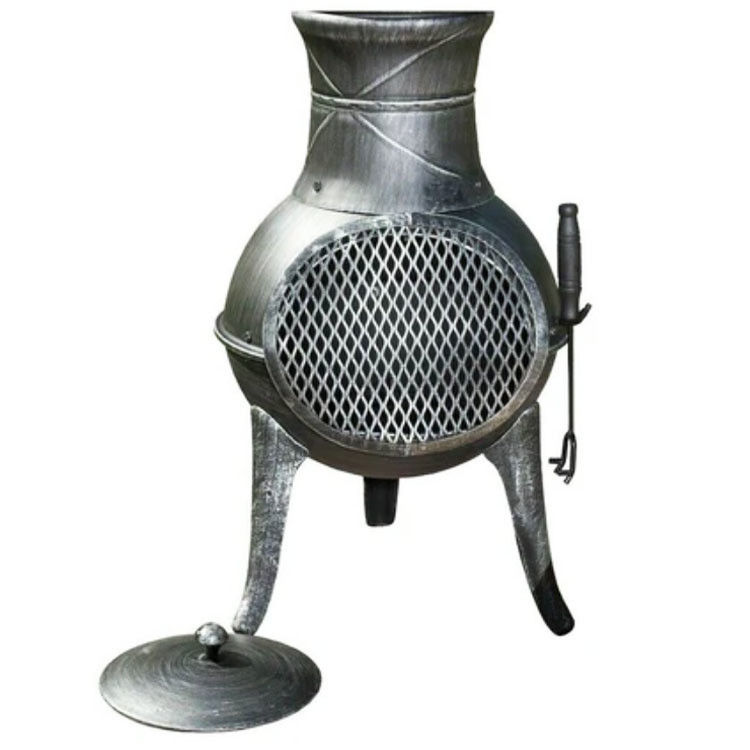 Metal Outdoor Patio Backyard Garden Camping Heavy Duty Steel Wood Burning Firepit Charcoal Fire Pit Fireplace Chimenea with Rain Cap