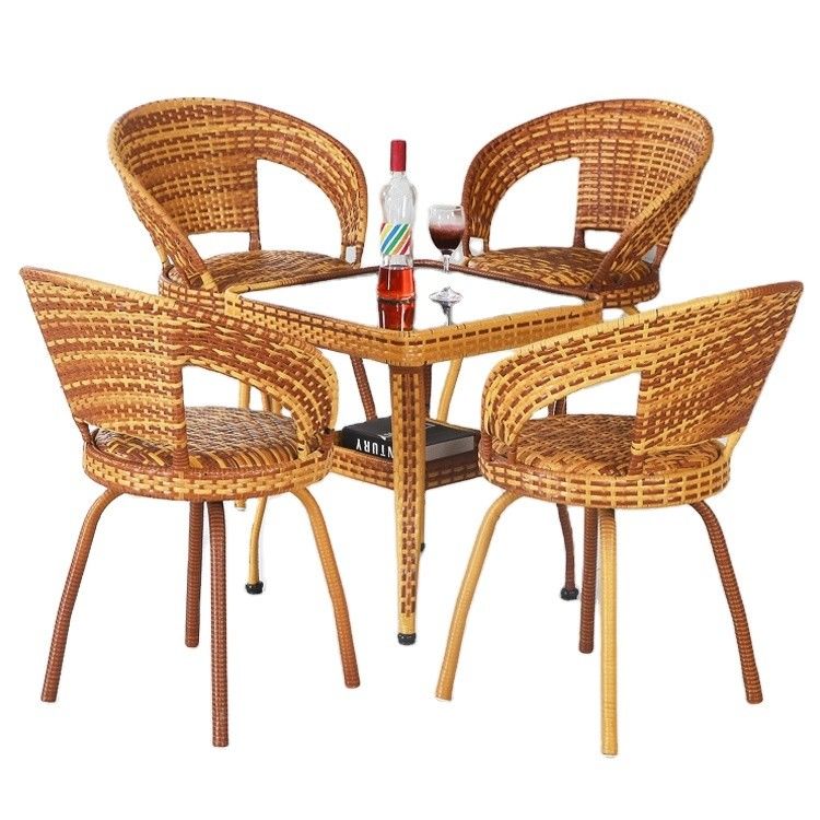 Modern Design Outdoor Stackable Armchair and Coffee Table Set for Patio Garden Balcony