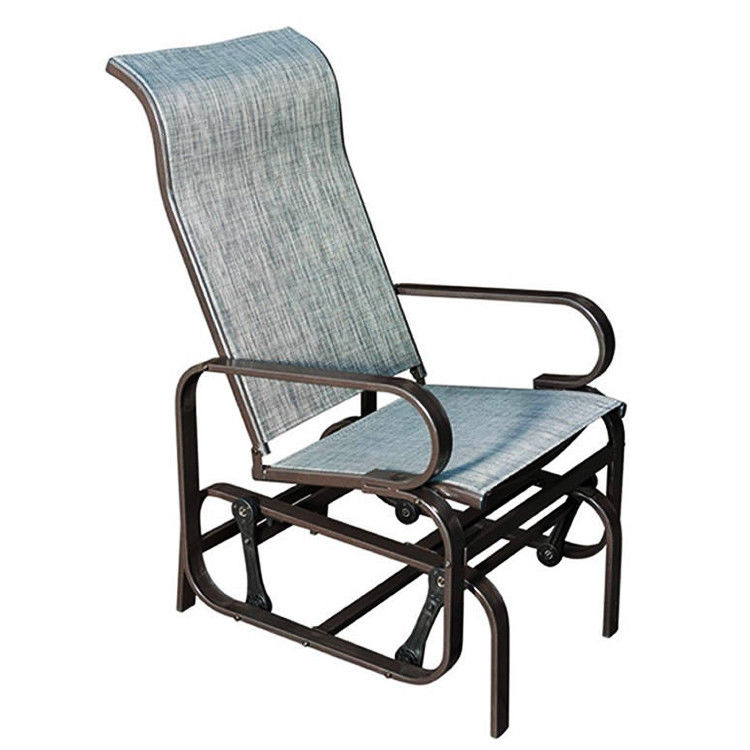 Metal Frame Outdoor Bistro Patio Garden Single Rocking Lounge Chair with Custom Logo