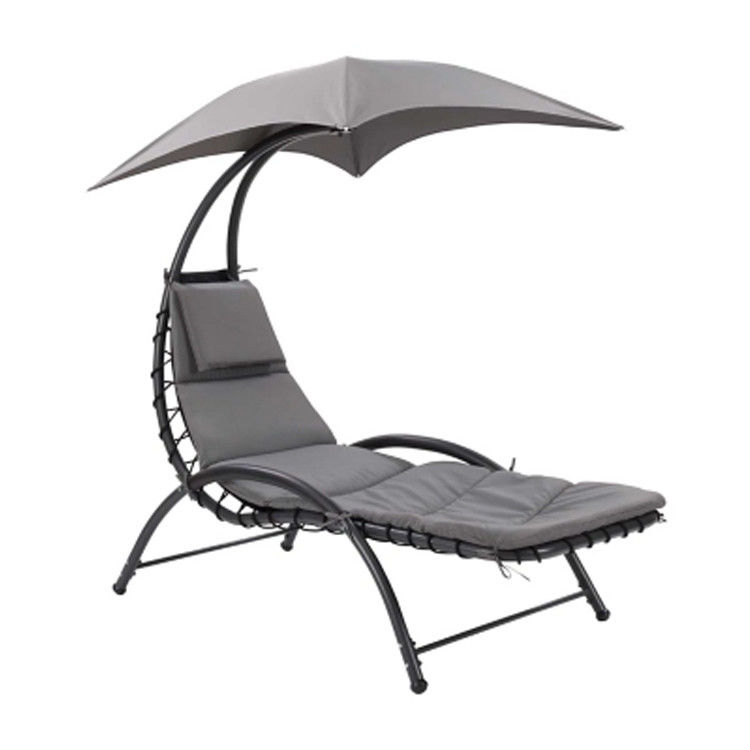 Outdoor Metal Fabric Beach Patio Garden Hammock Swing Chair with Canopy 118*171*165 CM