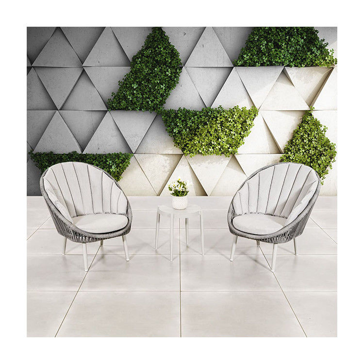 Rope Weave Garden Balcony Furniture 3 Piece Aluminum Lounge Set with Side Table by AJUNION