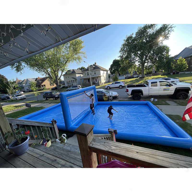 Outdoor 33ft Inflatable Volleyball Court Set for Swimming Pool L32.8 x W16.5 x H7ft