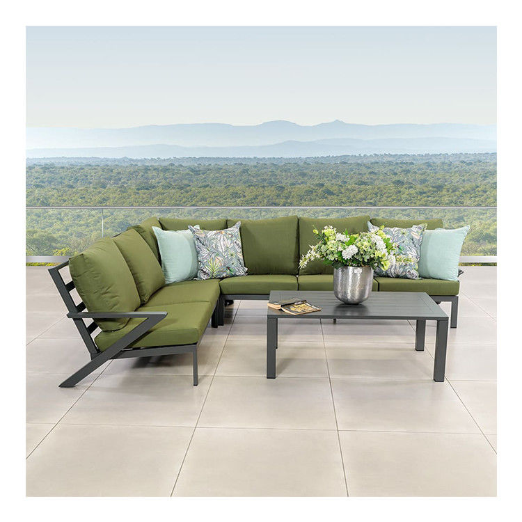 AJUNION Aluminum Frame Outdoor Corner Sofa Lounge Set Sectional Garden Furniture Set