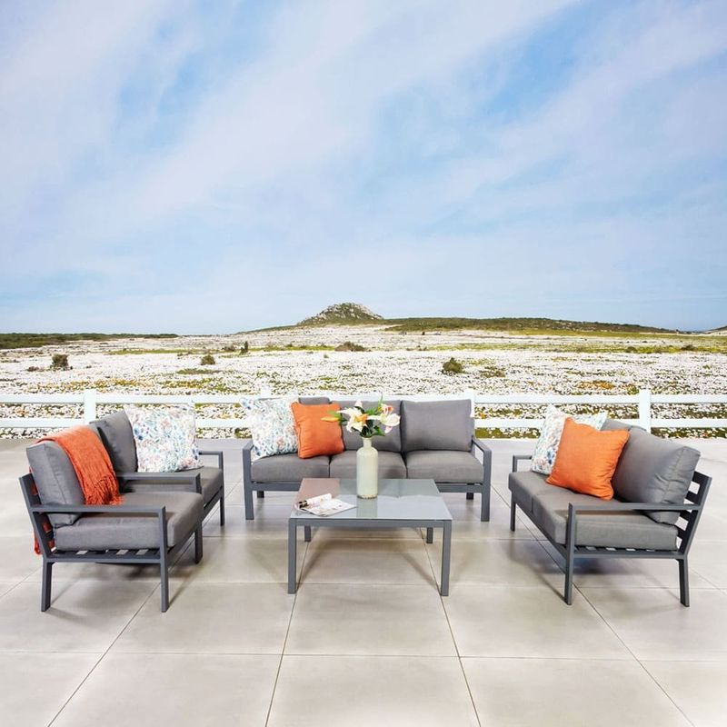 AJUNION 5 Piece Aluminum Outdoor Furniture Set Garden Sofa Patio Seating Lounge Set