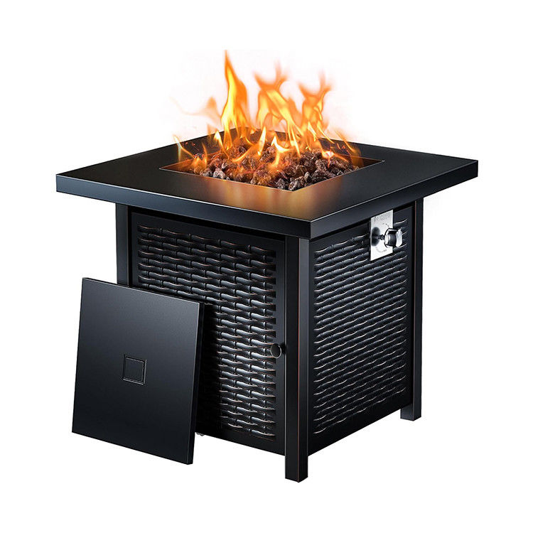 28&quot;D x 28&quot;W x 25&quot;H Square Outdoor Propane Fire Pit Table 50000 BTU Steel Smokeless