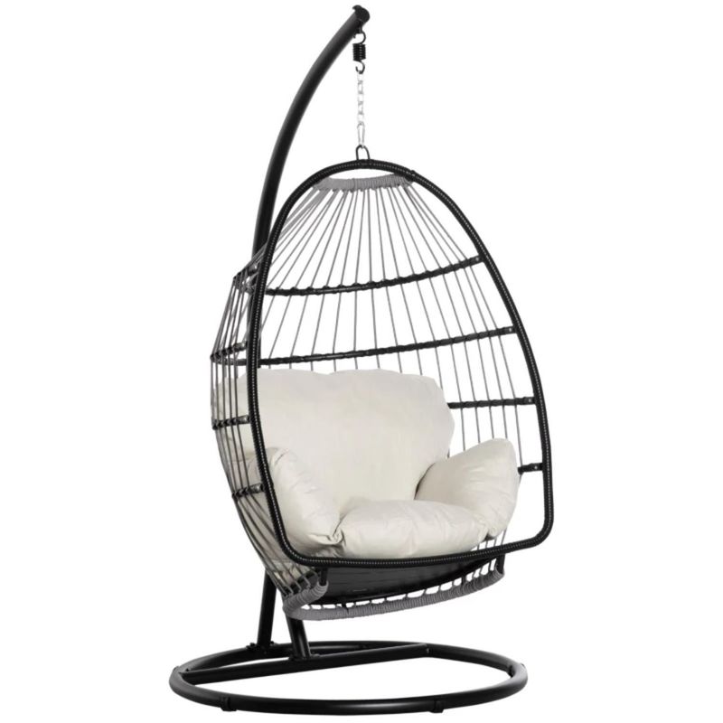 Foldable Design Outdoor Hanging Egg Swing Chair with Stand General Outdoor Furniture