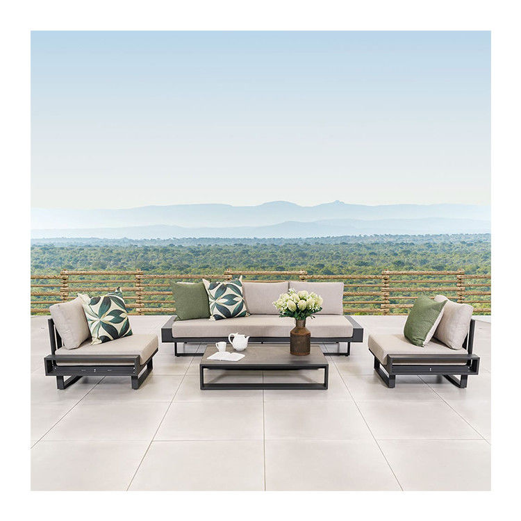 AJUNION Luxury Aluminum Sofa Set Furniture with Coffee Table Size L 120 x W80 x H26cm