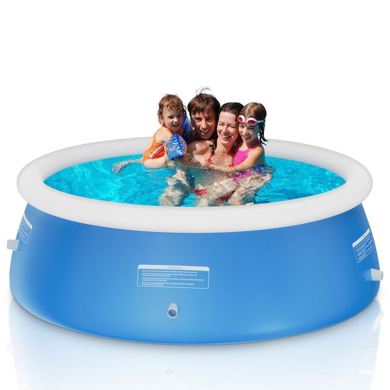 Extra Large Round PVC Family Swimming Pool AJUNION 12ft x 33in for Outdoor Garden Fun
