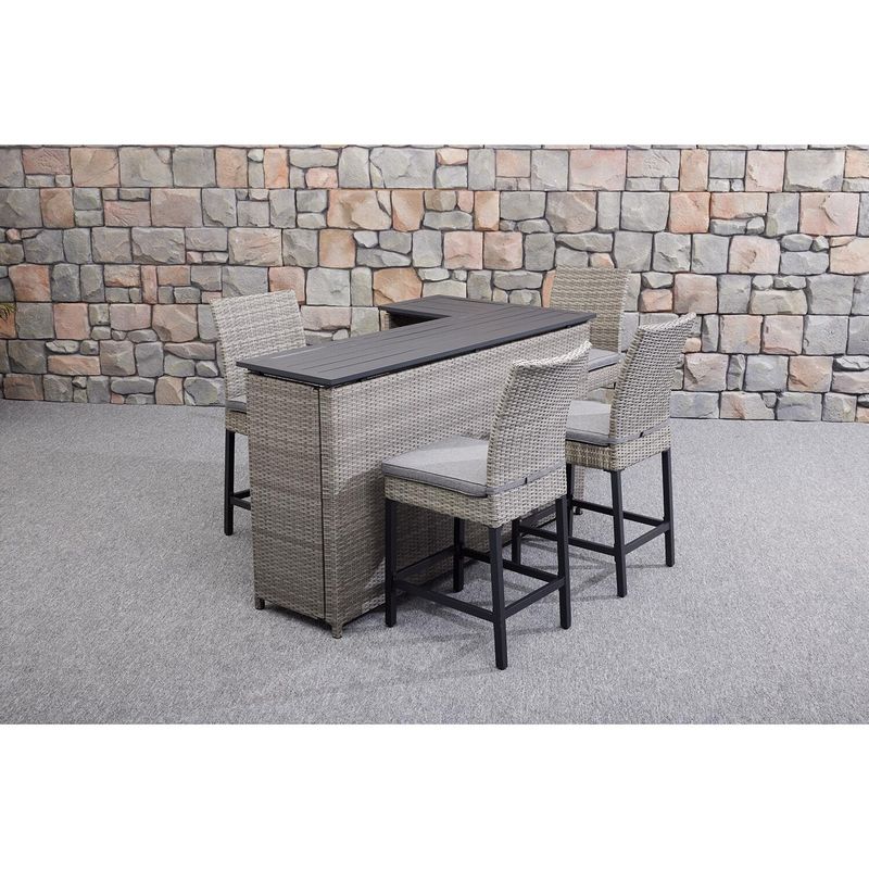 PE Wicker Rattan Outdoor High Bar Chair and Table Set for Modern Dining Furniture