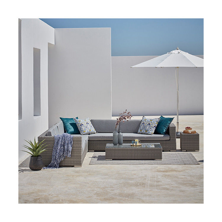 Large Size L Shape Garden Sofa PE Wicker Outdoor Sofa 8 Piece Rattan Outdoor Furniture Set