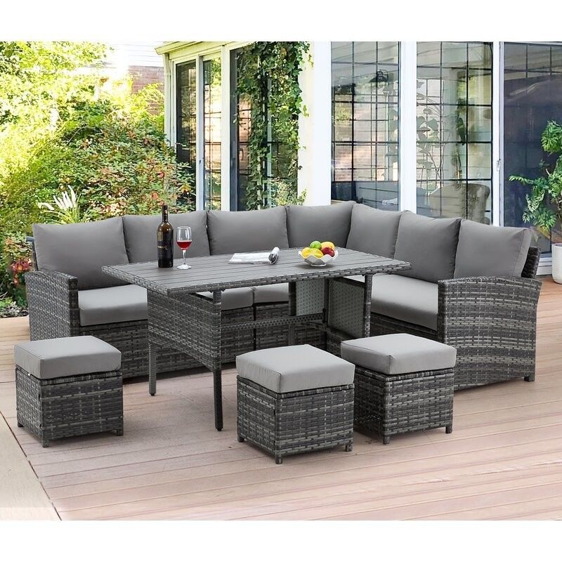 AJUNION 9 Piece Wicker Outdoor Furniture Rattan Sofa Set Comfortable PE Wicker Rattan