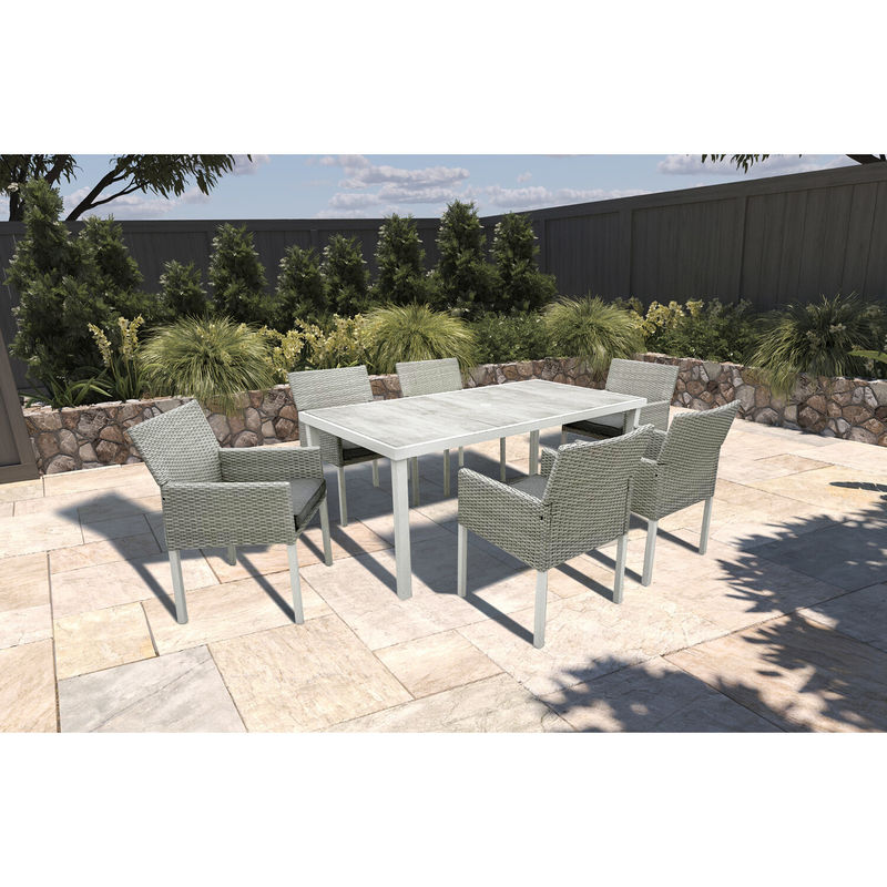 Mail Packing Y 7 Piece Garden Furniture Table and Chairs Set with PE Wicker Rattan
