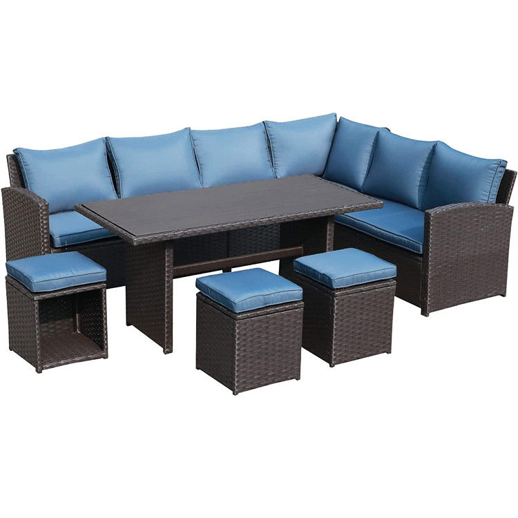 Outdoor Sofa Patio Garden Balcony Pool Beach Woven PE Wicker Rattan Lounge Modular Sofa Set