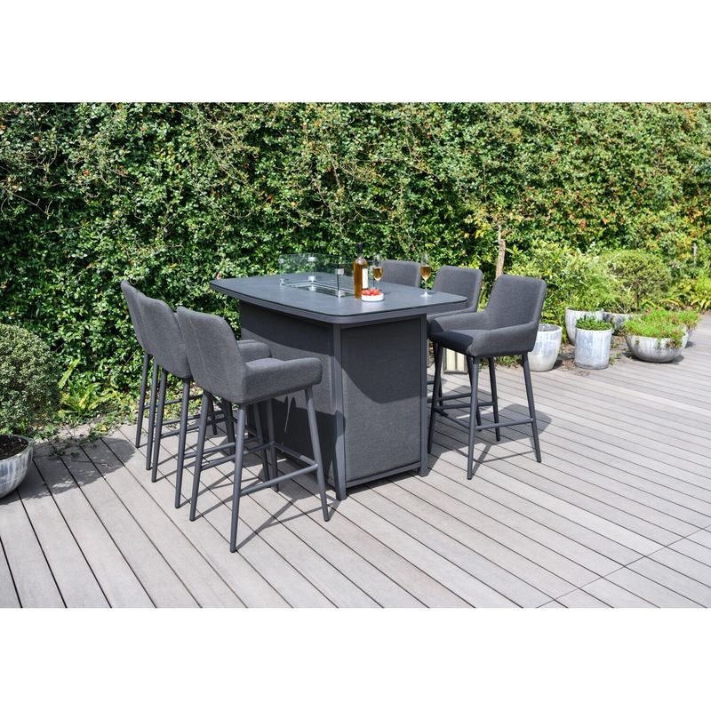 Outdoor Luxury Bar Set Furniture Aluminum Garden Furniture Dining Set with Fire Pit 87kg