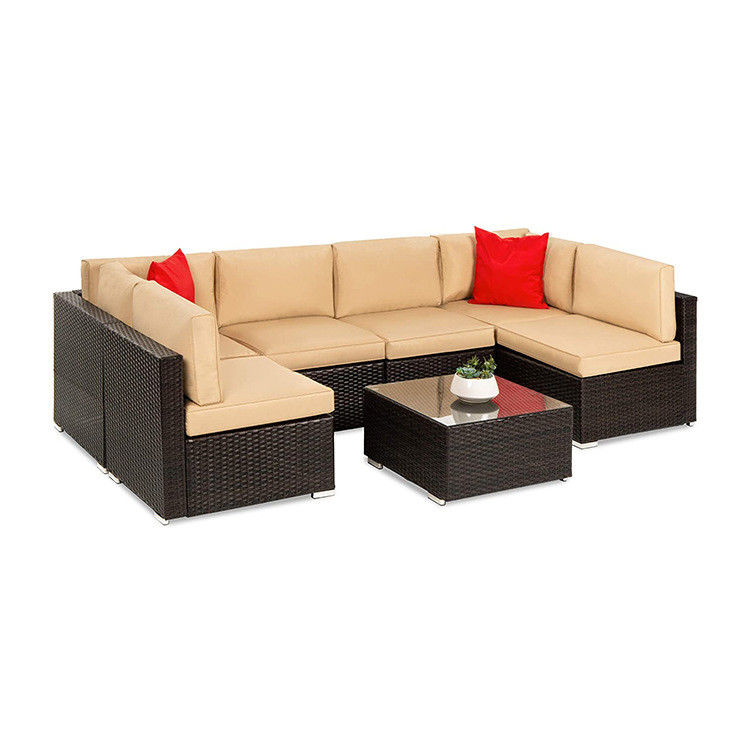 Hotel Outdoor Indoor Patio Garden Balcony Pool Beach Woven PE Wicker Rattan Lounge Sectional Modular Sofa Set