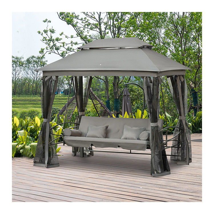 Metal AJUNION Outdoor Patio Daybed 3 in 1 Canopy Gazebo Swing Chair Garden Hammock with Mesh Mosquito Net