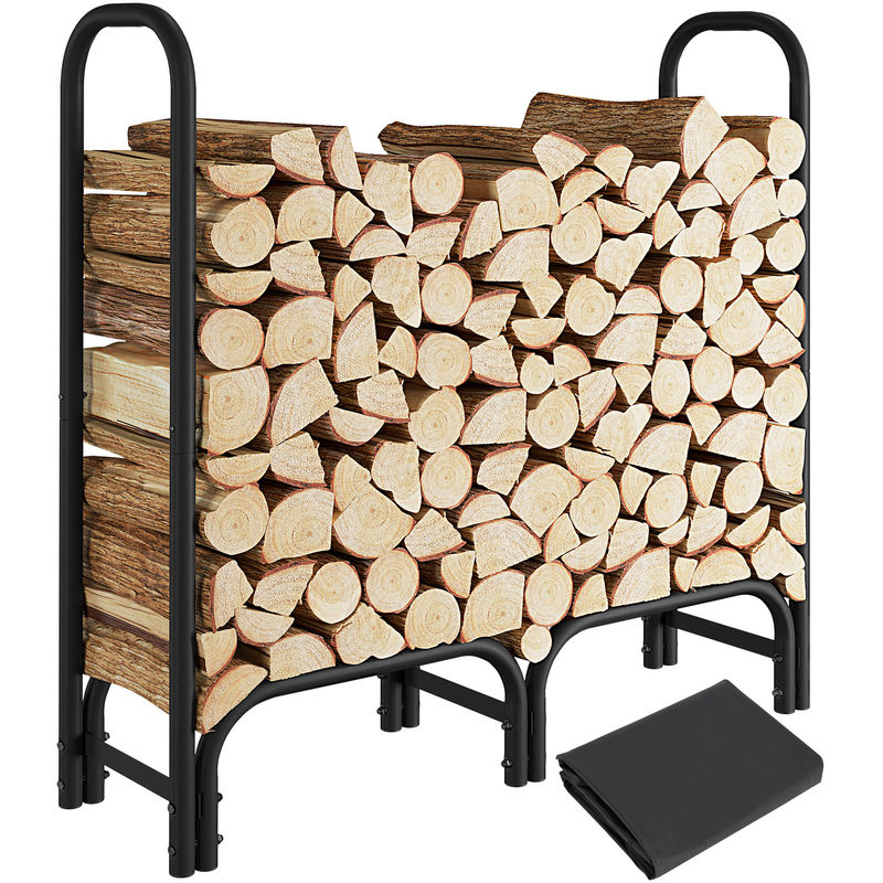 AJUNION Firewood Log Holder Rack for Indoor and Outdoor Storage W123 x D34 x H124.5cm