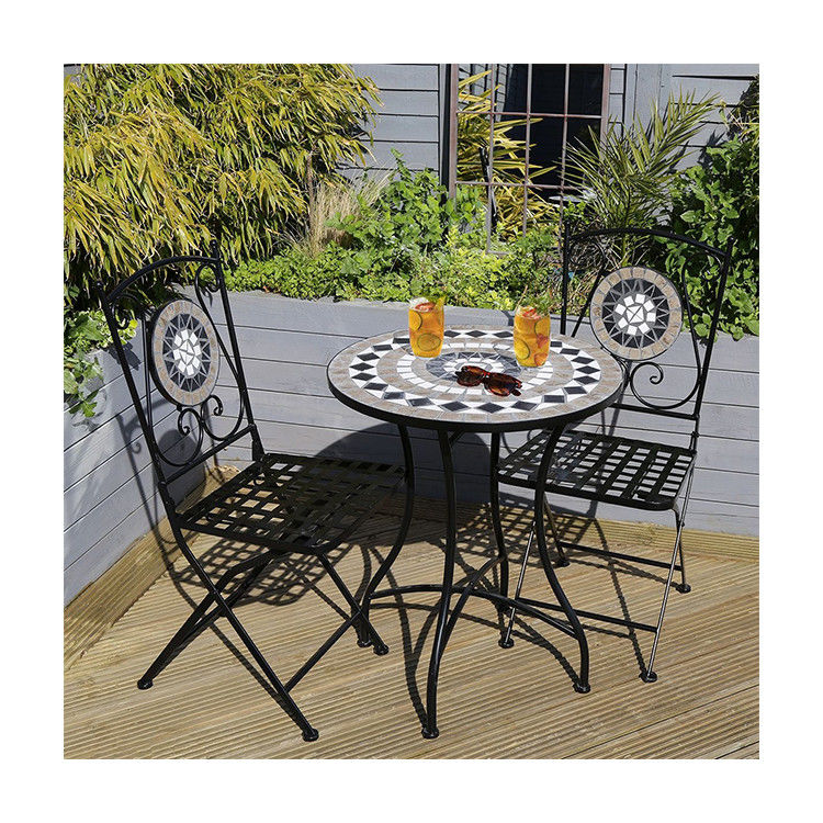 Sturdy Iron Garden Balcony Bistro Set with Modern Design Style and Ceramic Tile Coating