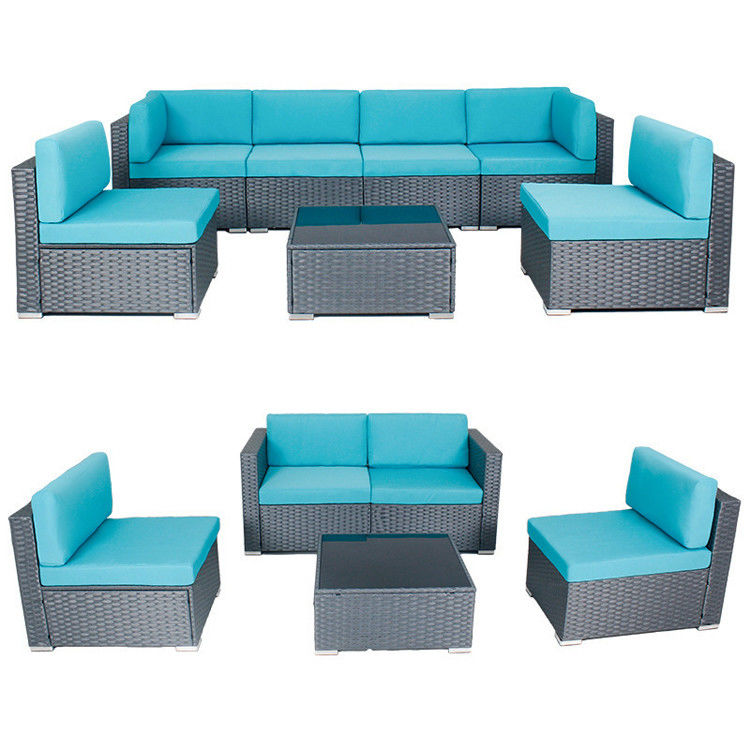 Outdoor Indoor Patio Garden Balcony Pool Furniture Woven Rattan Sectional Modular Set