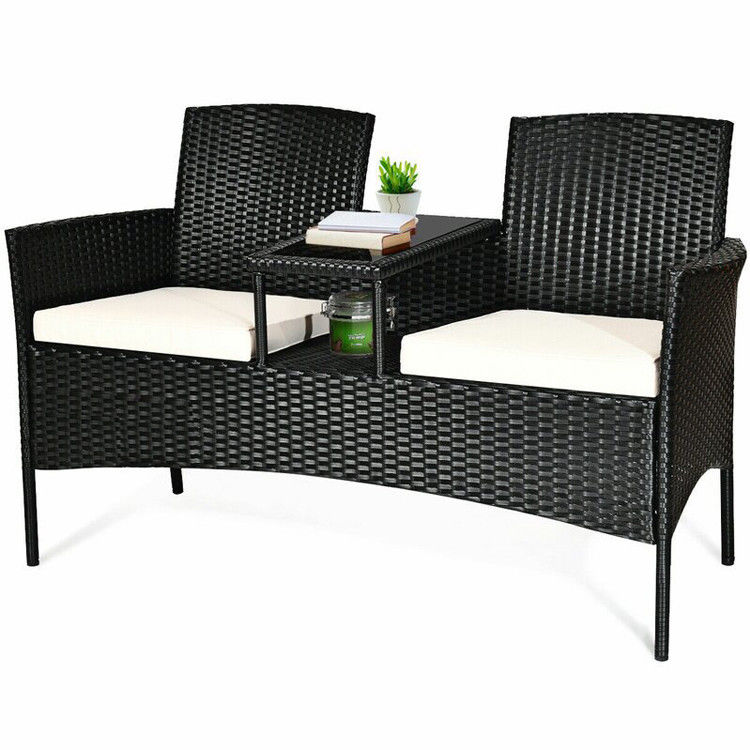 Outdoor Garden Cafe Camping Patio Courtyard Chair Party PE Rattan Wicker Loveseat Set