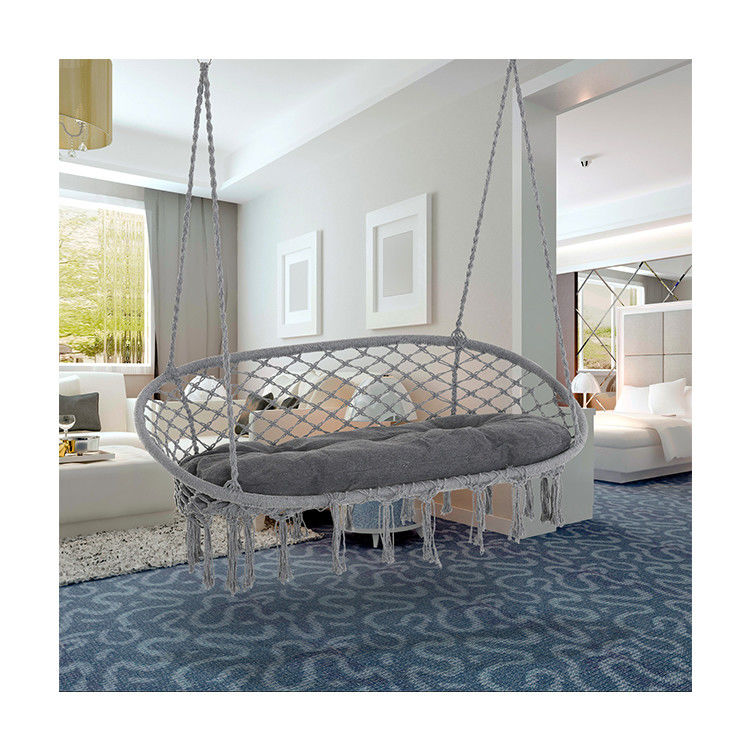 Outdoor Garden Patio Double Seat Hammock Chair Handmade with Cotton Rope Mail Packing