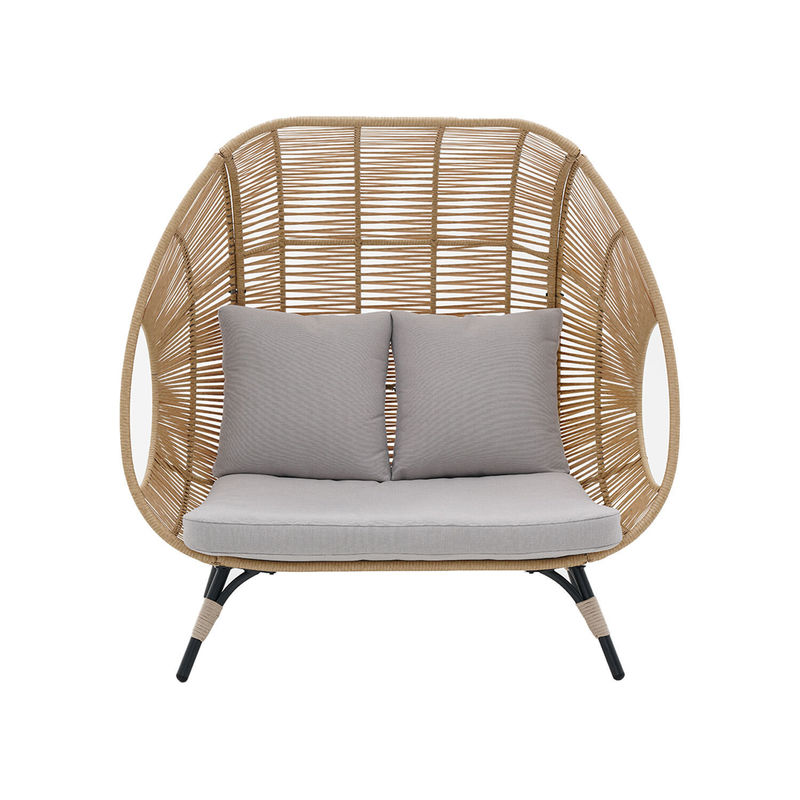 Comfortable Outdoor Double Seat Standing Egg Chair in PE Rattan and Steel Frame