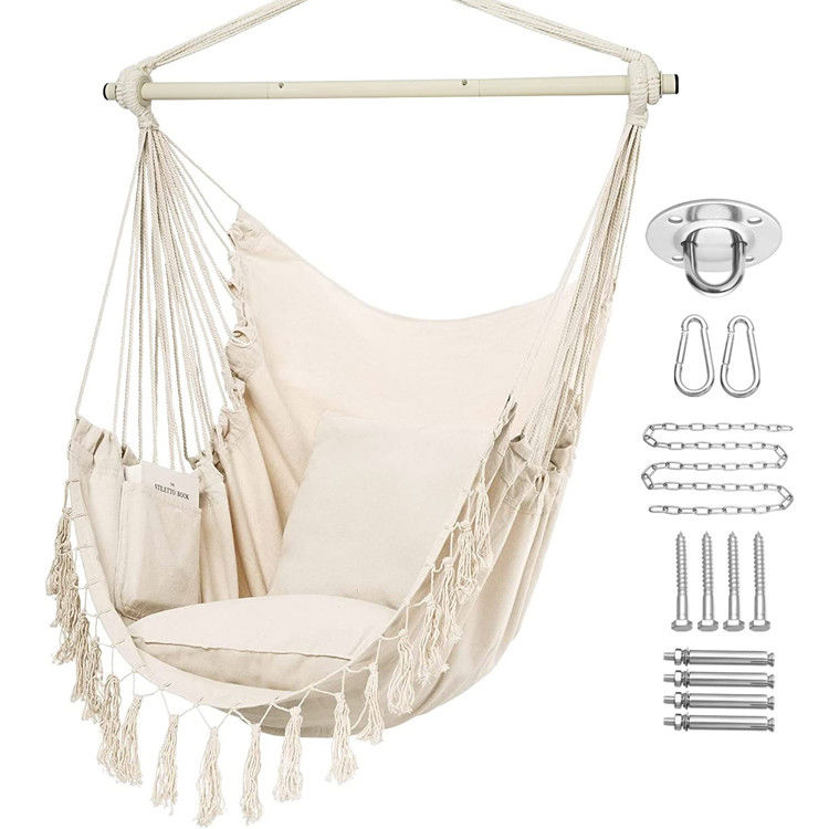 127*122*2.5cm Outdoor Garden Camping Patio Folding Portable Children Cotton Hanging Rope Swing Hammock Chair