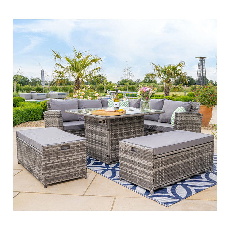 Add Elegance to Your Garden with AJUNION Wicker Woven Sofa Set and Fire Pit Table