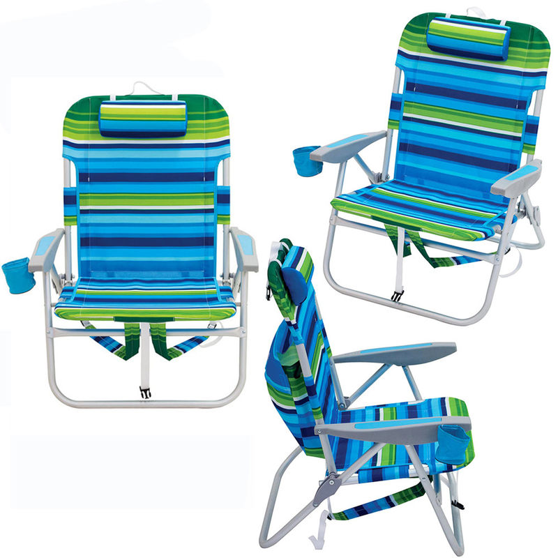 Aluminum Outdoor Folding Beach Chair with Storage Pouch and Traditional Design Style