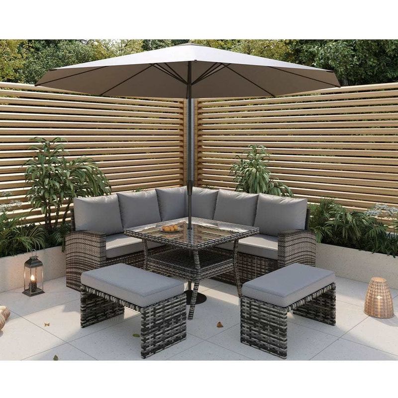 PE Rattan All Weather Garden Furniture Set Leisure Outdoor Corner Sofa Lounge Set