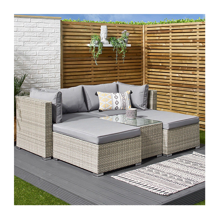 5 Piece Wicker Rattan Modular Outdoor Sofa Modern Design Style L70xW40xH39cm Table Size