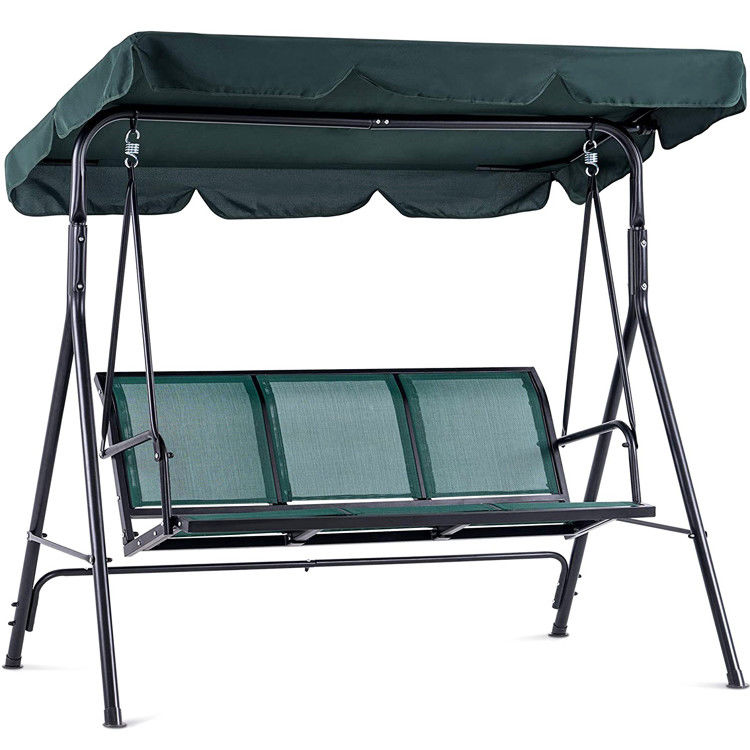 Outdoor Furniture Adult Metal Teslin Fabric 3 Seater Hammock Swing Chair with Canopy