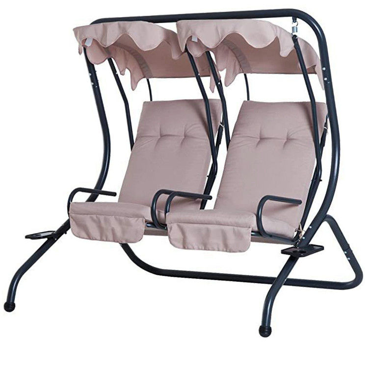 Metal Double 2 Seater Loveseat Hanging Swing Chair with Canopy Enjoy the Outdoors in Comfort