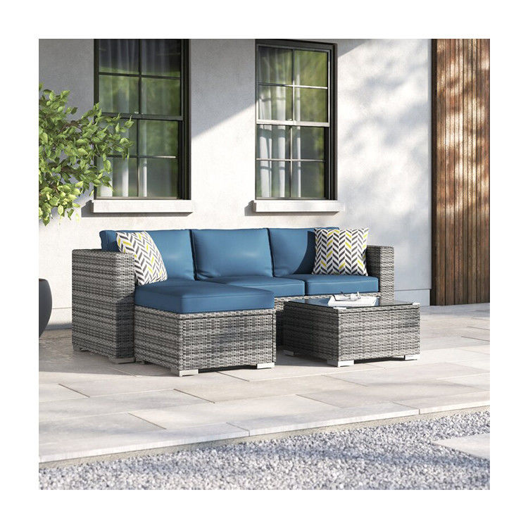 Rattan Sofa Sectional Lounge Set 24'' H X 78'' W X 50.78'' D for Outdoor Relaxation