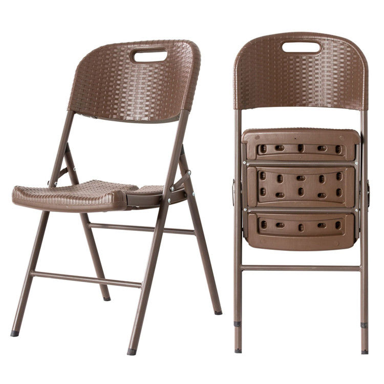 Outdoor Garden Patio Folding Portable Imitated Rattan Plastic Dining Chair Custom Logo
