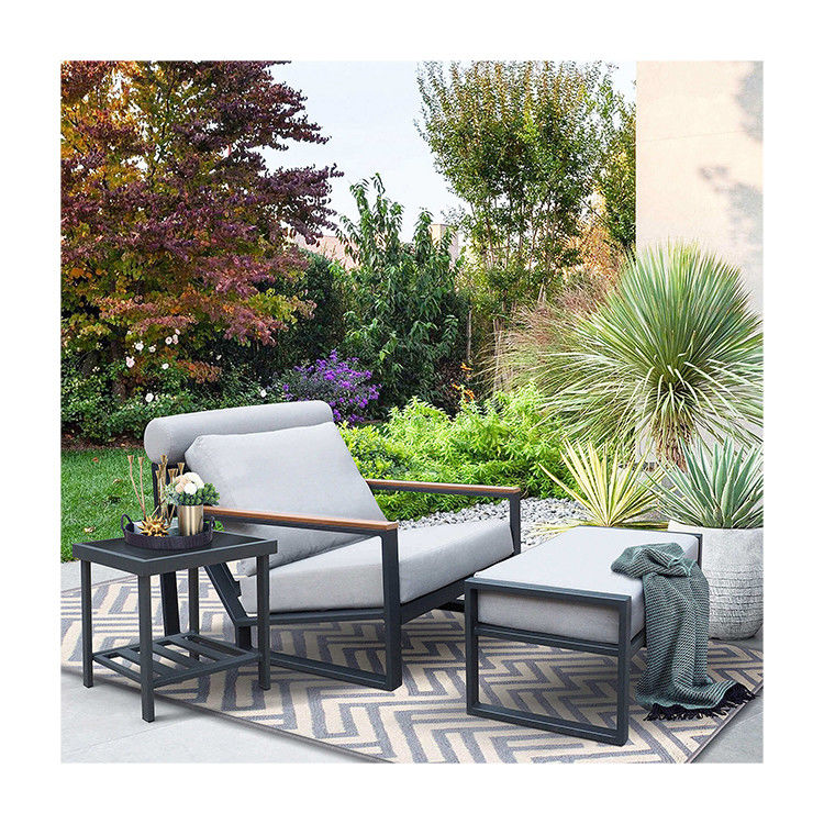 Aluminum Frame Patio Reclining Chair and Ottoman for Outdoor Leisure Time Relaxation